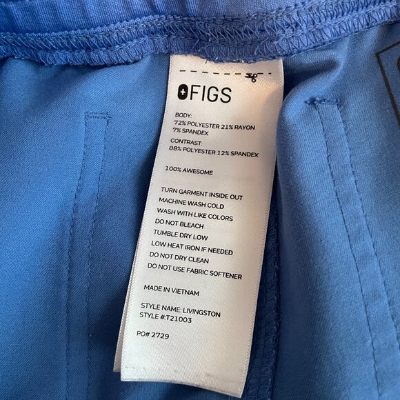Figs Women L Blue Livingston Scrub Pants Pockets Stretch Yoga Waistband - Picture 9 of 9